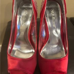 Red rhinestone high heels